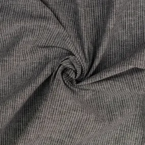 REMNANT 0.36 Metre - Fine Stripe Black Linen Cotton Fabric