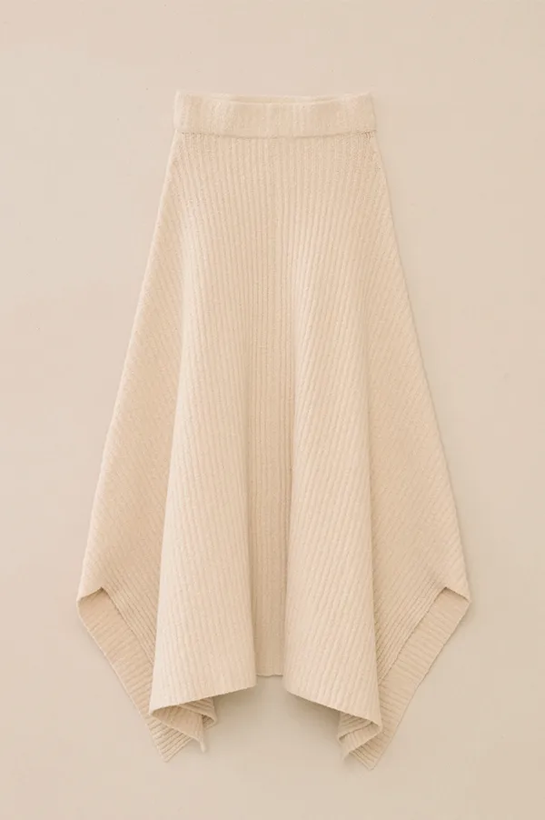 Rib Panel Skirt in Natural