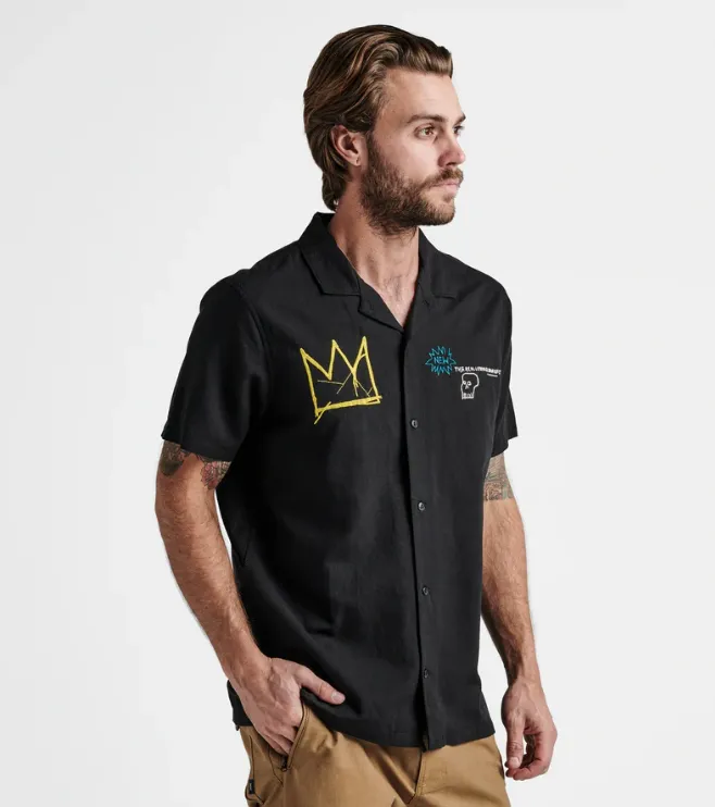 ROARK - Gonzo Camp Collar Shirt - Basquiat / Black