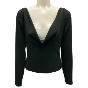 Roland Mouret Black 2023 Long Sleeve Stretch Cady Monochrome Top