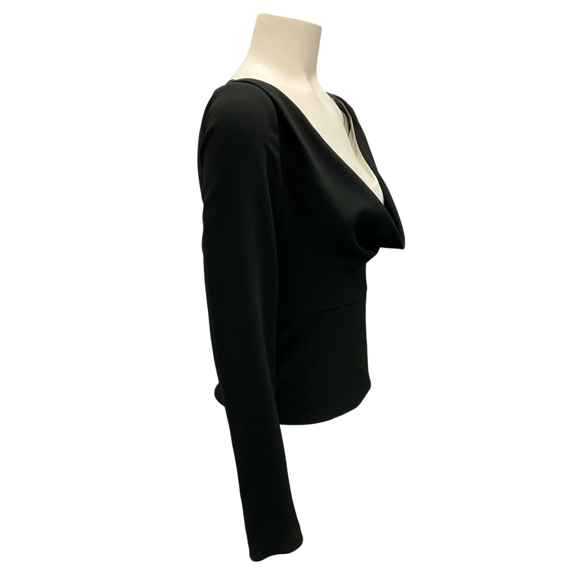 Roland Mouret Black 2023 Long Sleeve Stretch Cady Monochrome Top