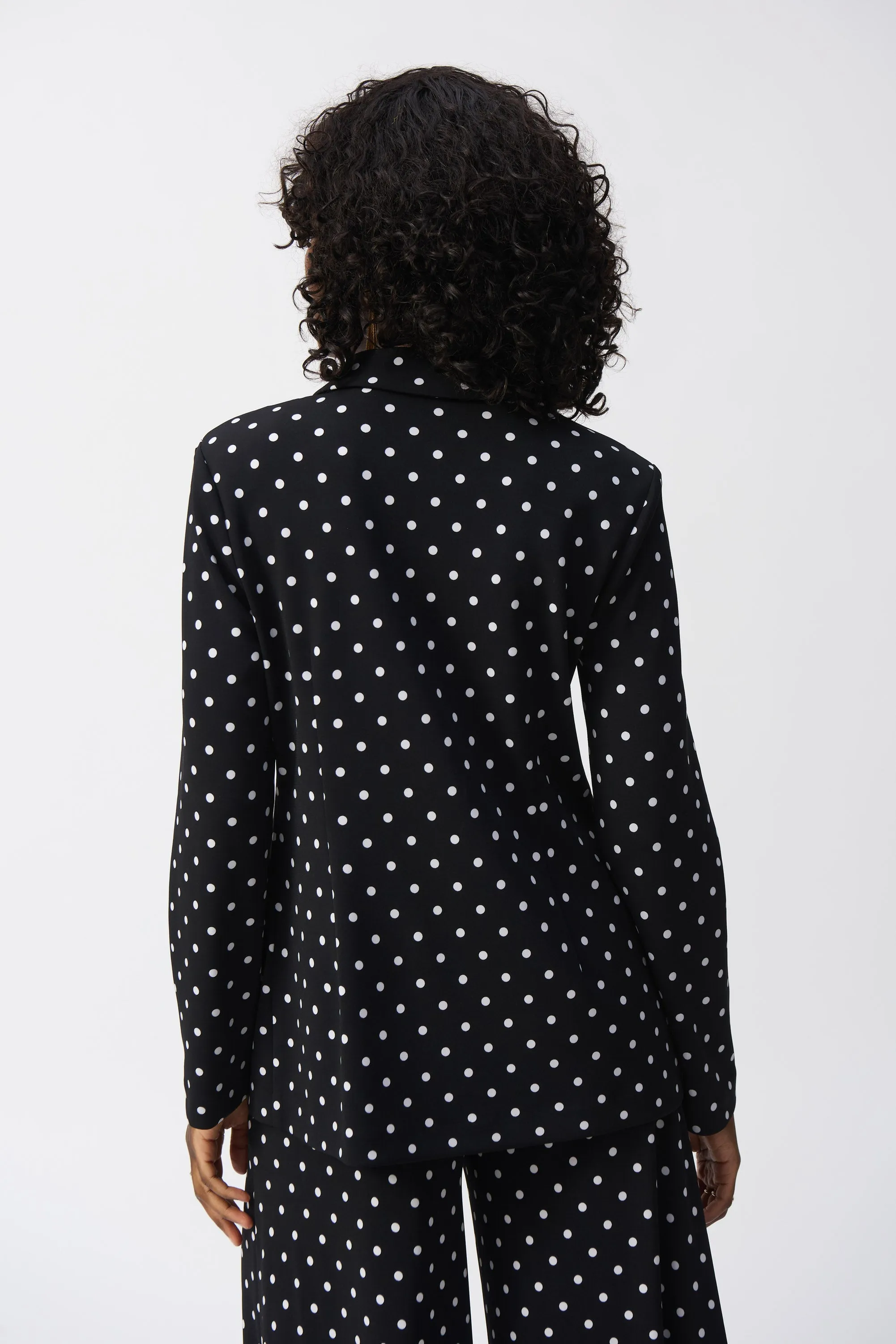 Silky Knit Dot Print Boxy Blazer