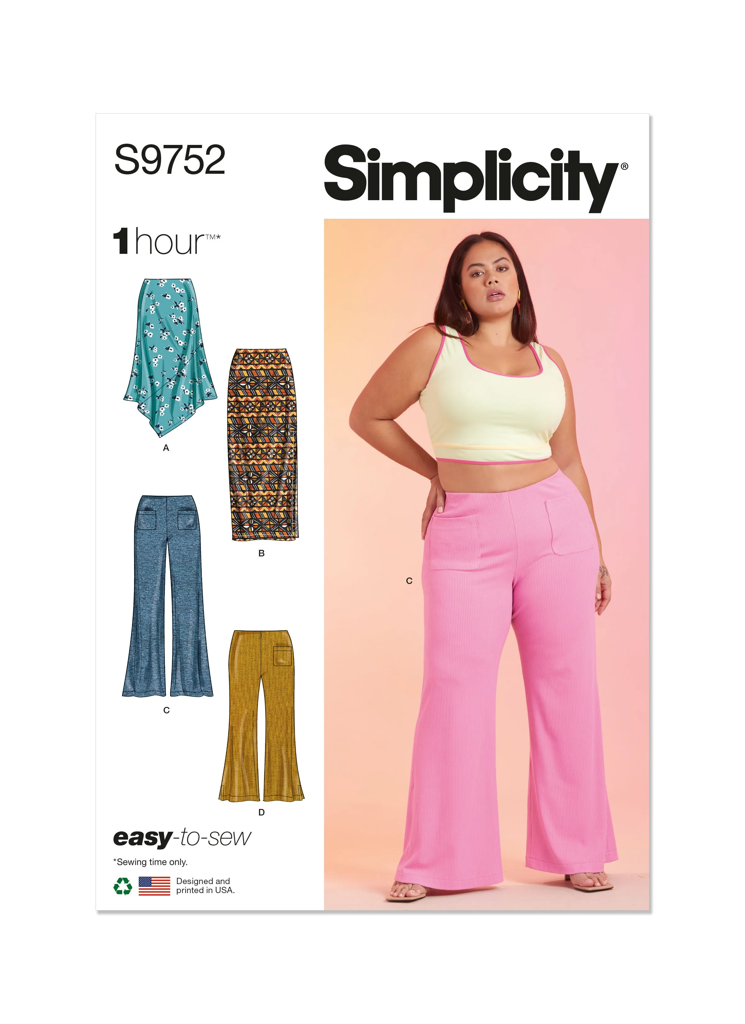 Simplicity 9752 sewing pattern Women's Knit Skirts and Trousers