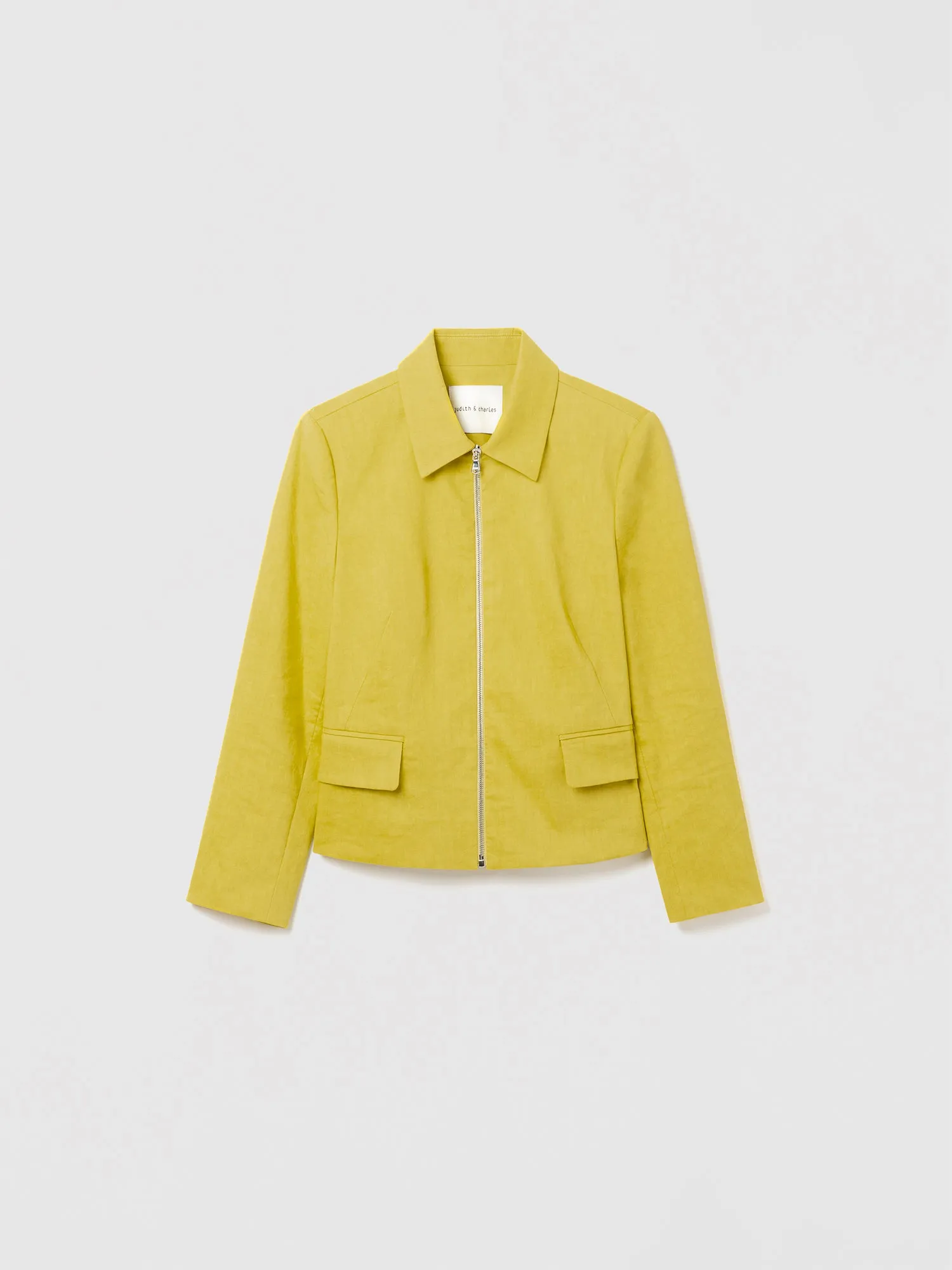 Stretch linen boxy jacket