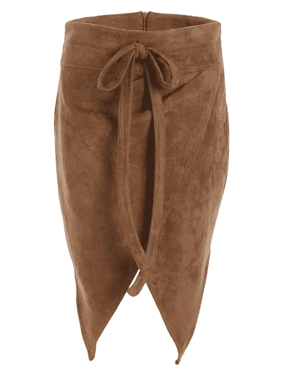 TastyHottie - Fashion Bowknot High Waist Faux Suede Skirt