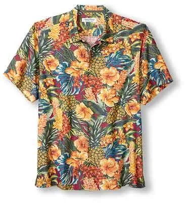 Tommy Bahama Big & Tall Coconut Point Sunset Canopy Camp Shirt - Dark Sangria