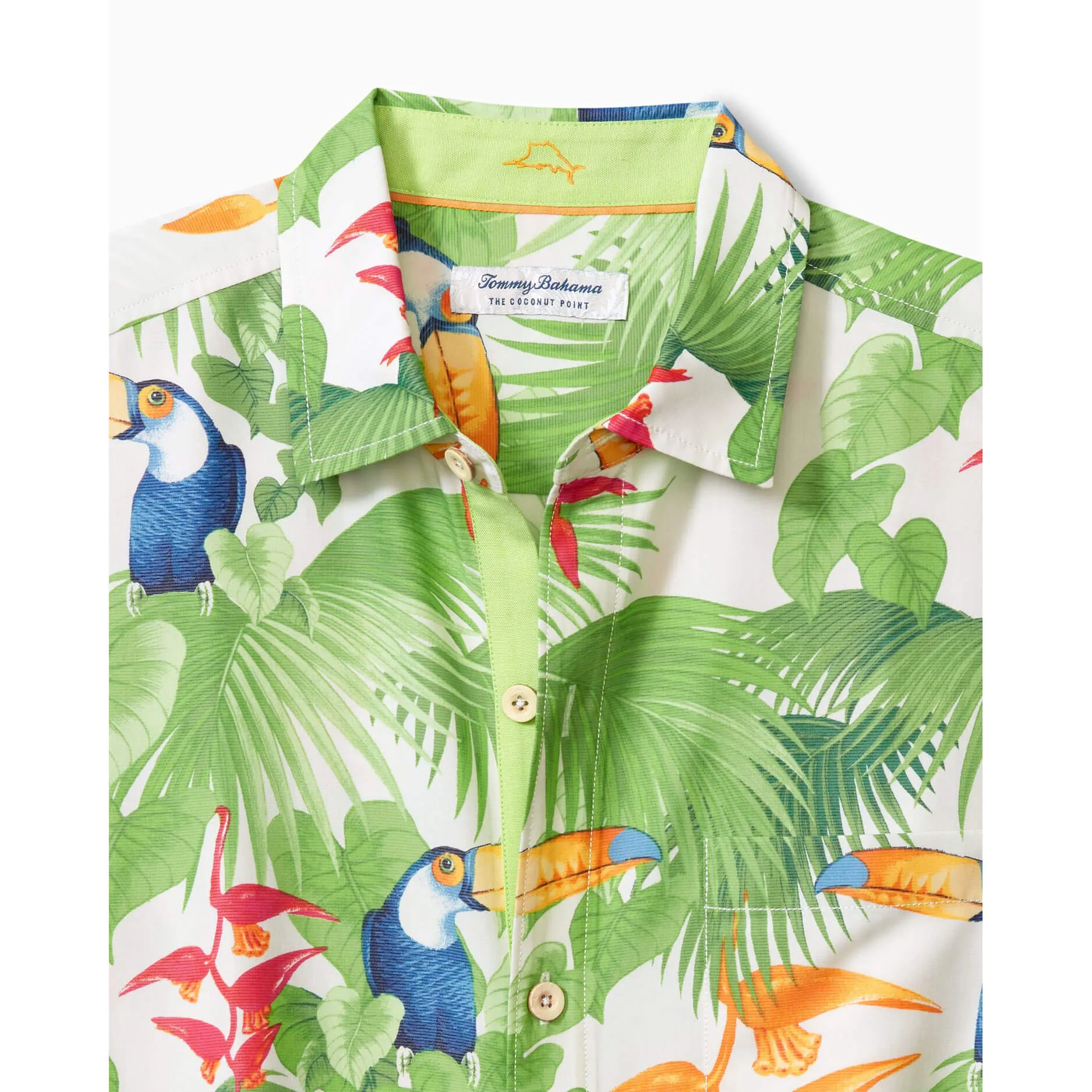 Tommy Bahama IslandZone Coconut Point Toucan Chats Camp Shirt - White