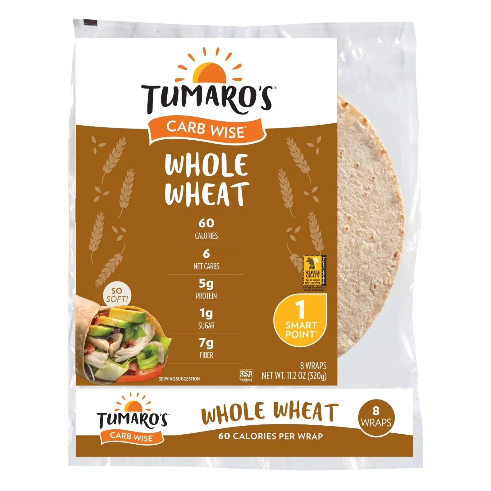 Tumaro's Carb Wise Whole Wheat Wraps, 8-Inch (Pack of 6)