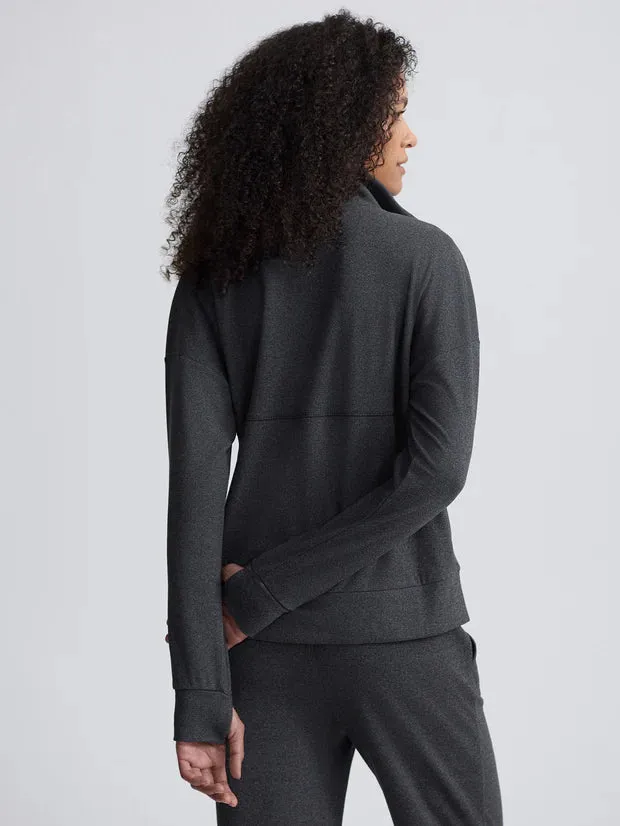 Varley Rozanna Zip Through Midlayer, Black Marl