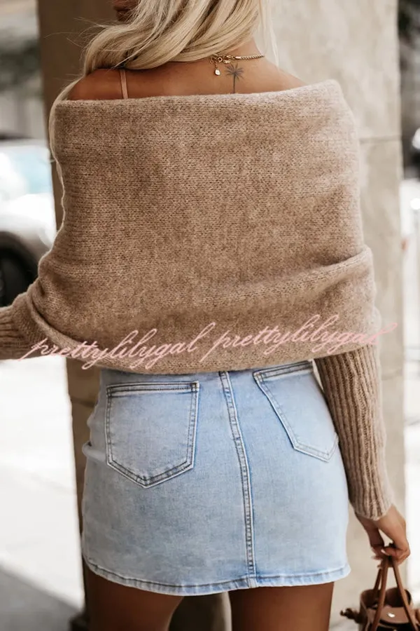 Warm in Two Ways Knit Off Shoulder Relaxed Poncho Sweater