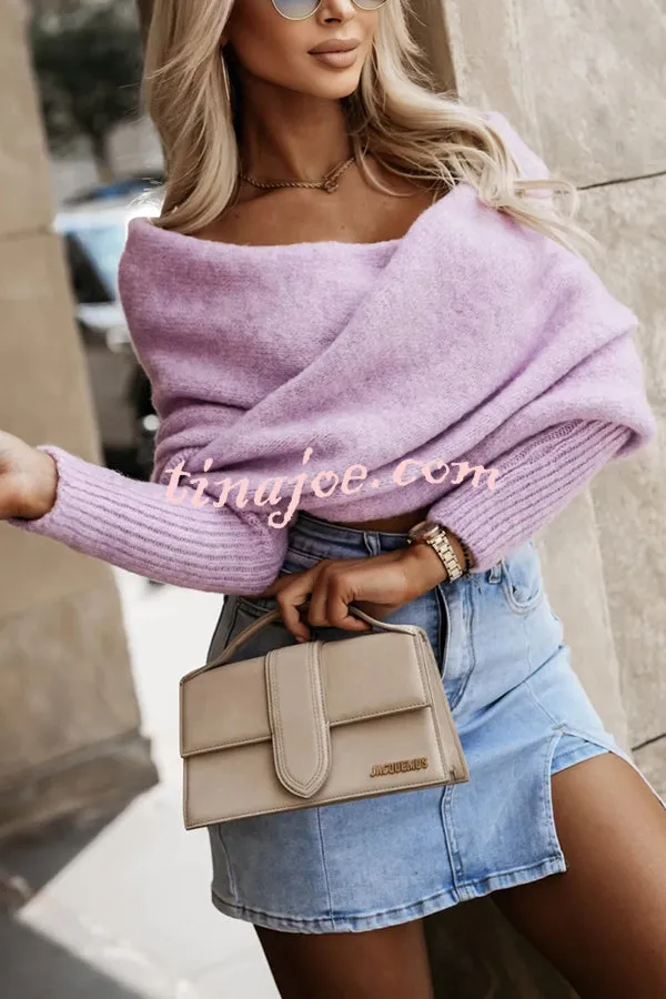 Warm in Two Ways Knit Off Shoulder Relaxed Poncho Sweater